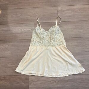 Vanity Fairy Vintage Butter Yellow Lace Cami Women M Coquette Balletcore Fairy